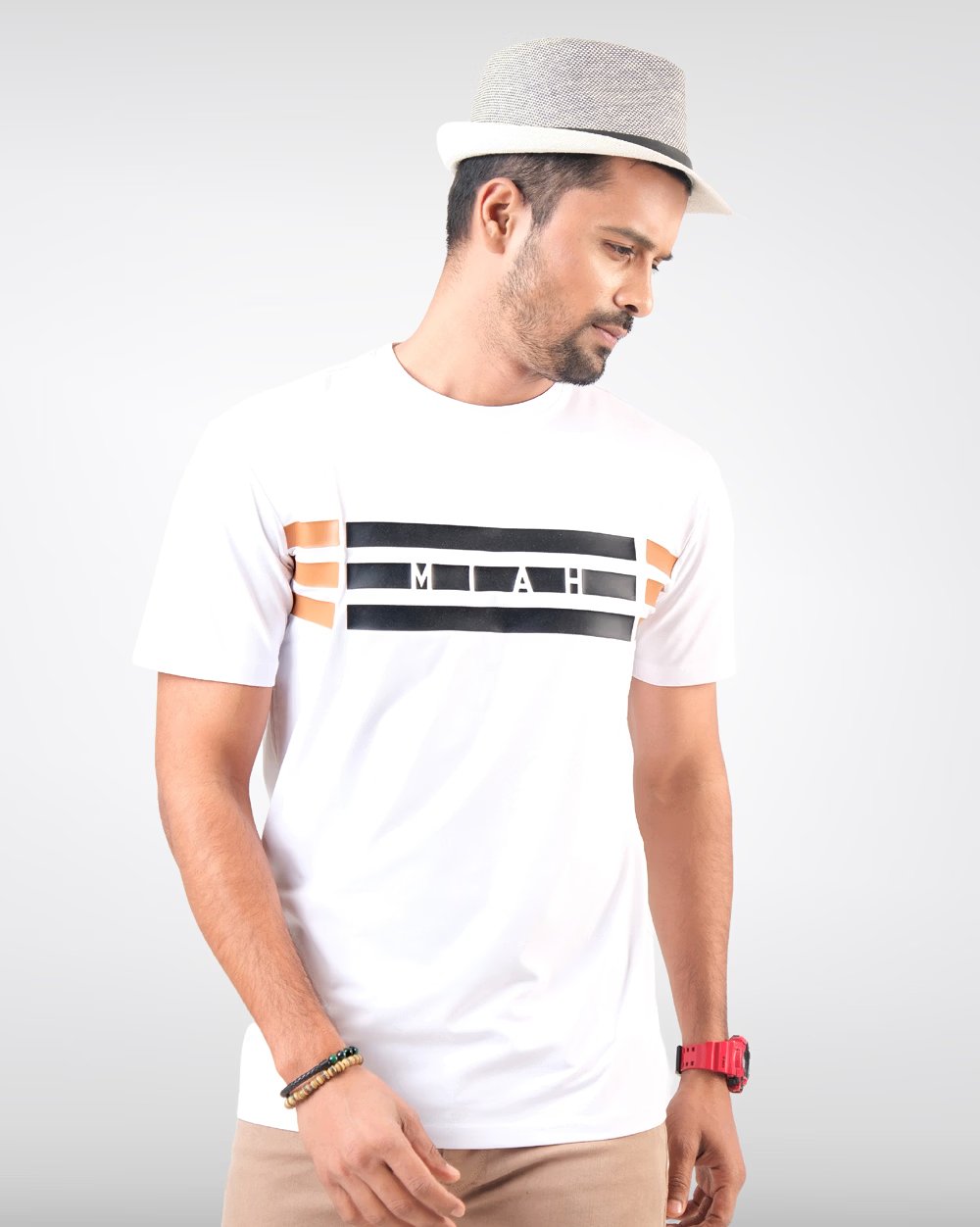 Premium Cotton Regular Fit T-Shirt - Print 3 LINE  - 4
