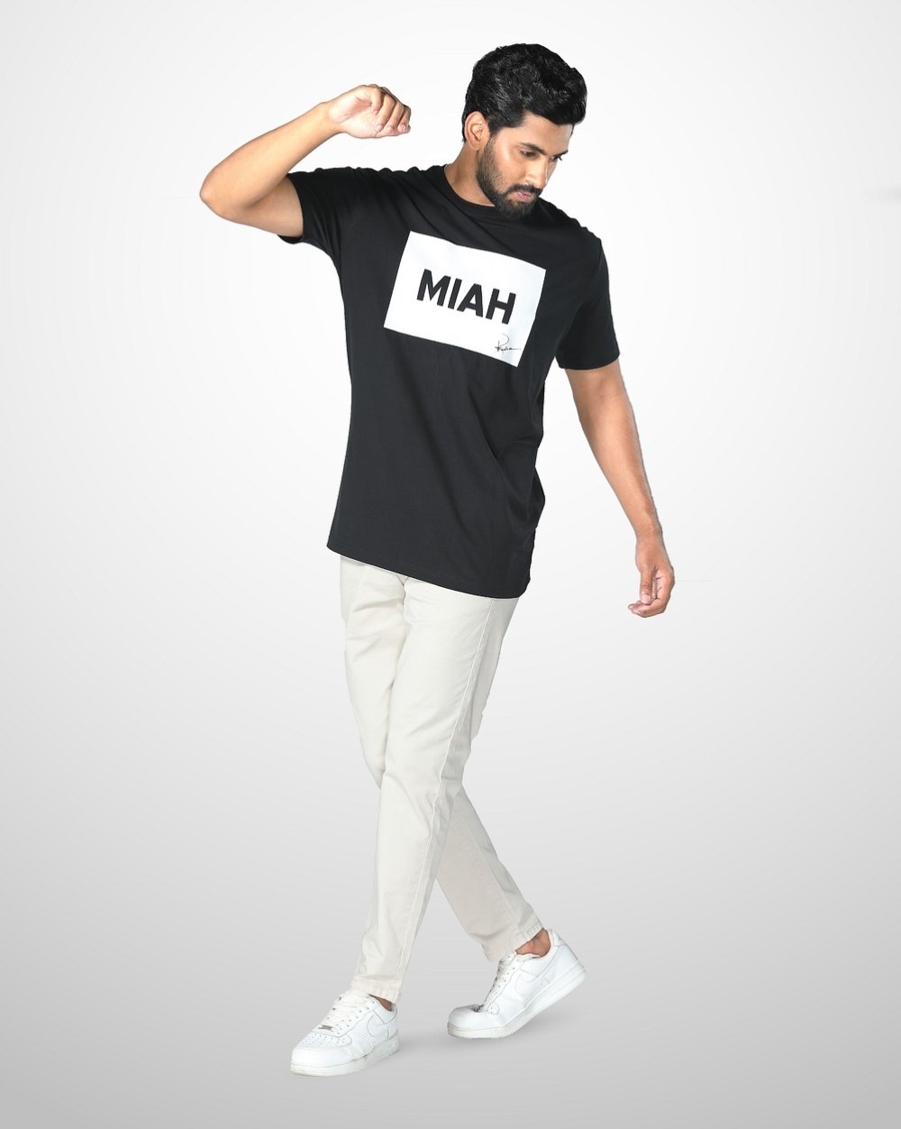 Men's Comfortable Regular Fit T-Shirt - White Box Logo  - 4