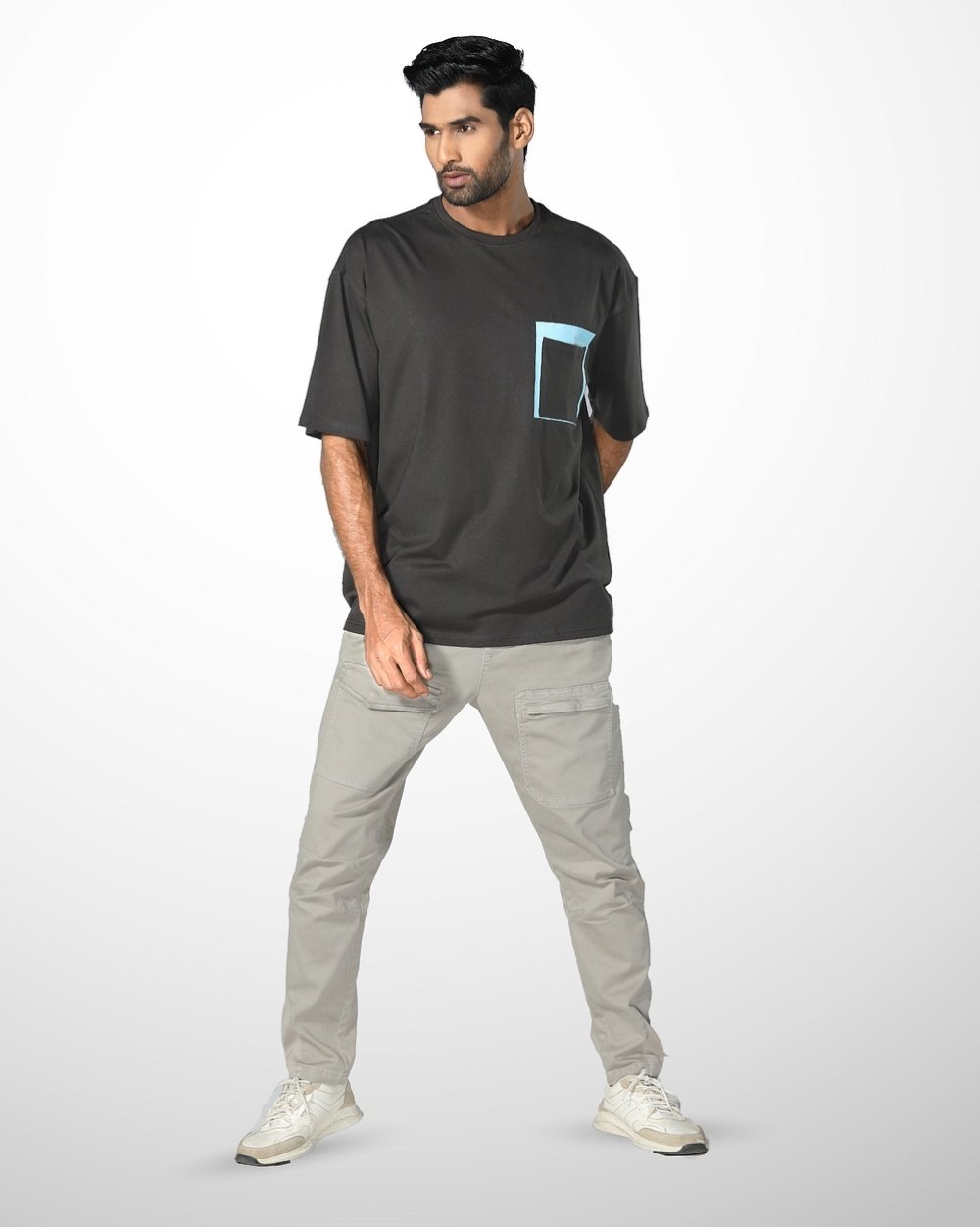 Men’s Oversized Knit T-Shirt with Pocket  - 2