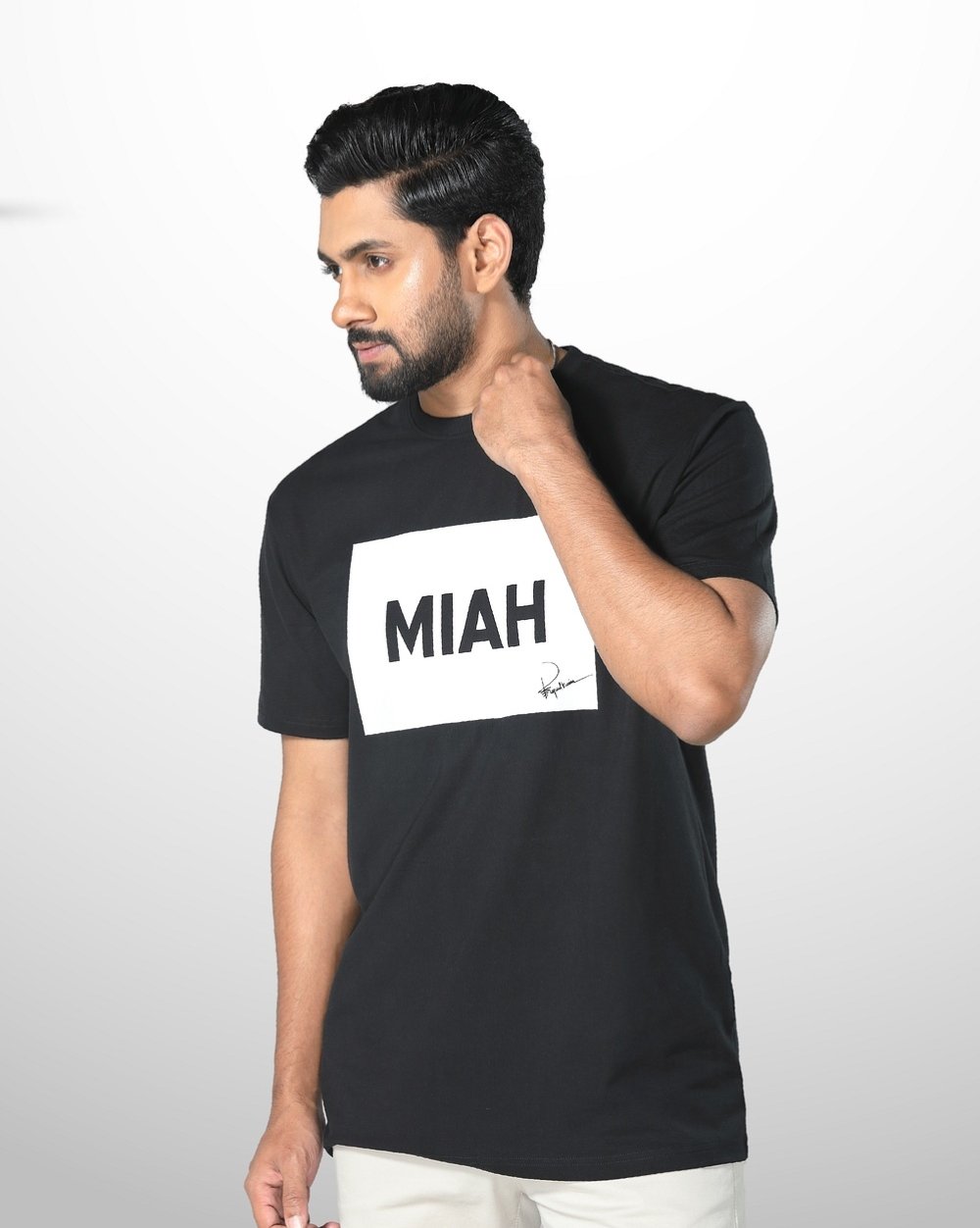 Men's Comfortable Regular Fit T-Shirt - White Box Logo  - 2
