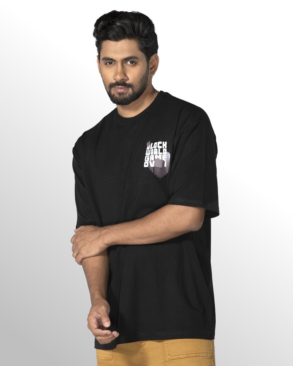 Soft, Stylish Oversized Knit T-Shirt - Gaming Print  - 2