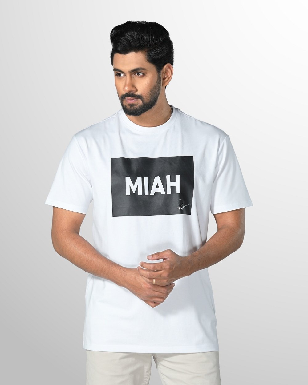 Men's Comfortable Regular Fit T-Shirt - White Box Logo  - 2