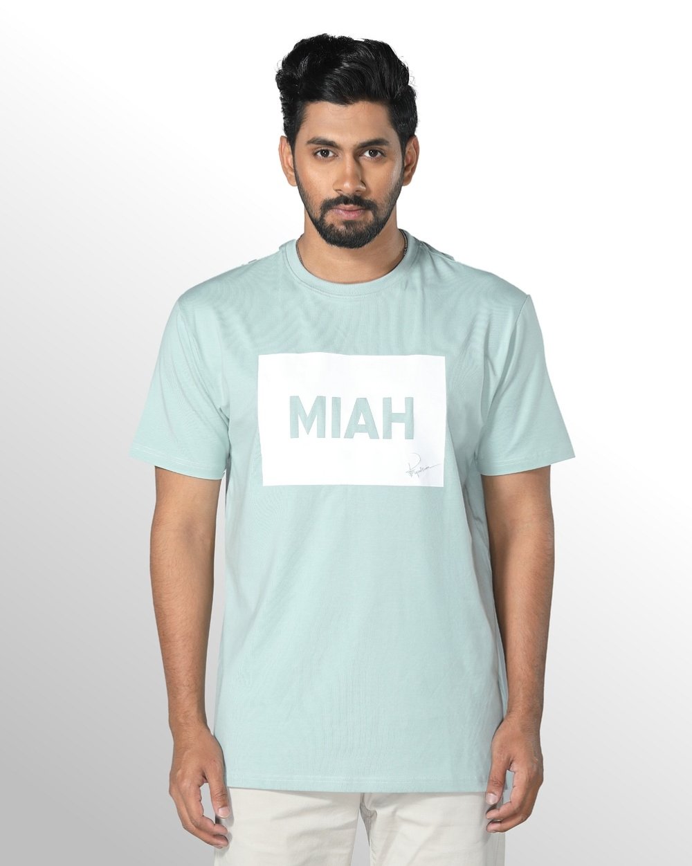 Men's Comfortable Regular Fit T-Shirt - White Box Logo  - 1