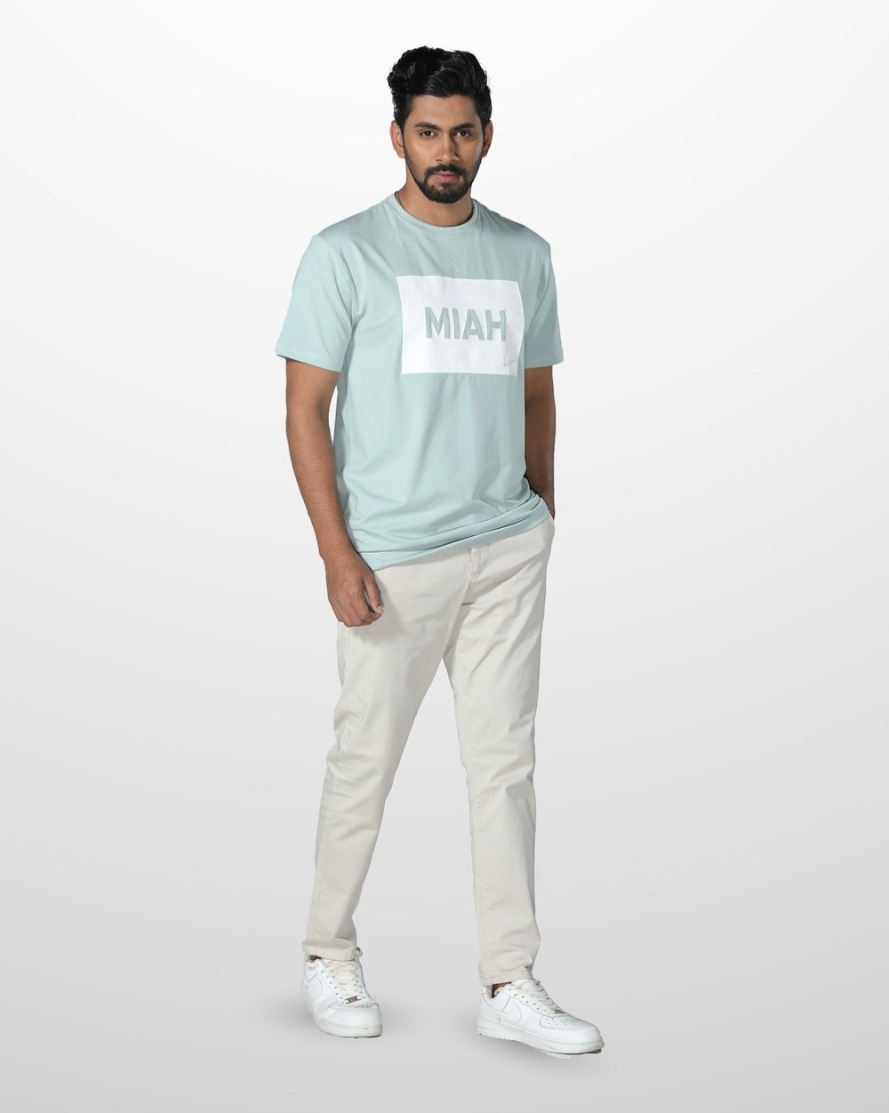 Men's Comfortable Regular Fit T-Shirt - White Box Logo  - 4