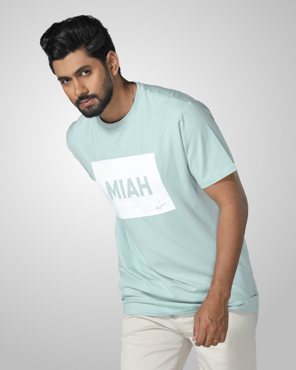 Men's Comfortable Regular Fit T-Shirt - White Box Logo  - 2