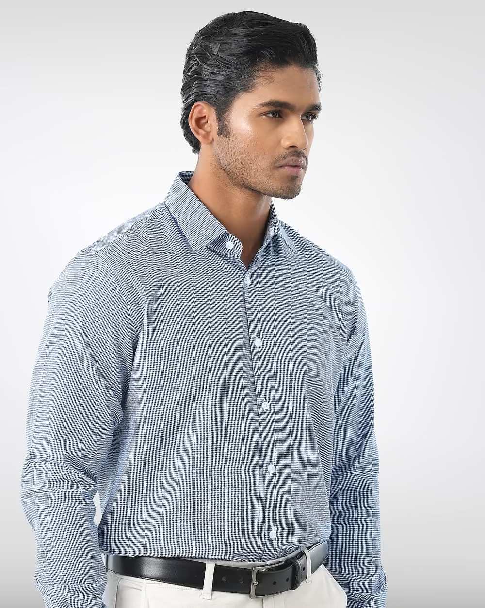 Easy Care Yarn-Dyed Cotton Dobby Shirt  - 1