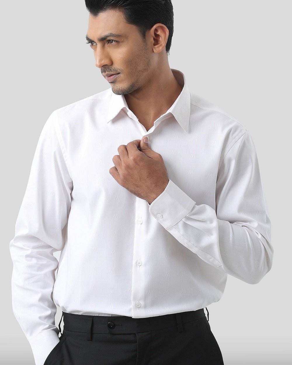 Easy Care Comfortable Cotton Dobby Shirt  - 1