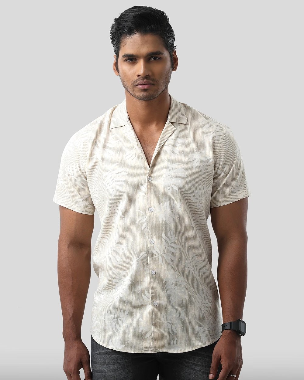 Lightweight Cotton-Linen Printed Shirt  - 1