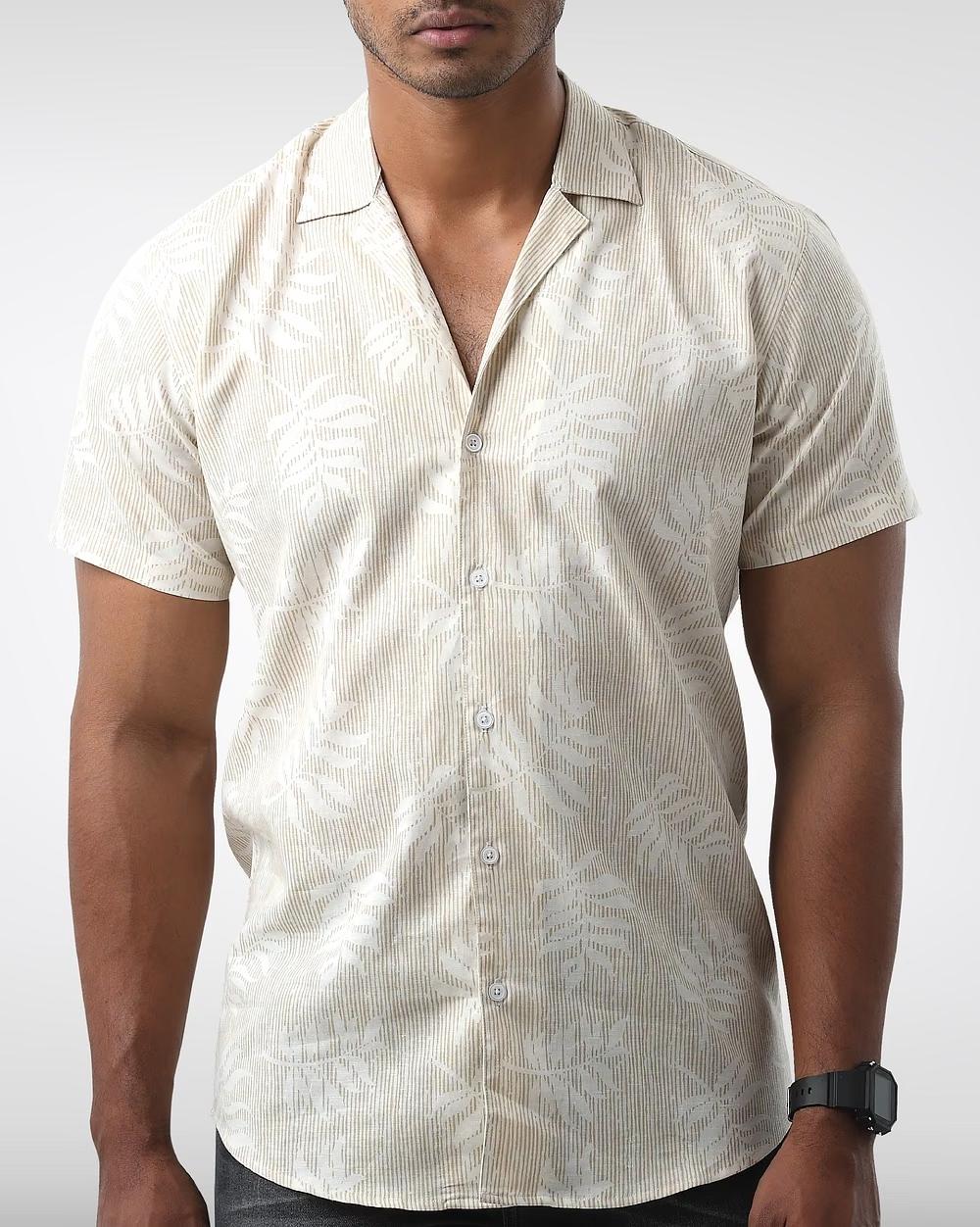 Lightweight Cotton-Linen Printed Shirt  - 2