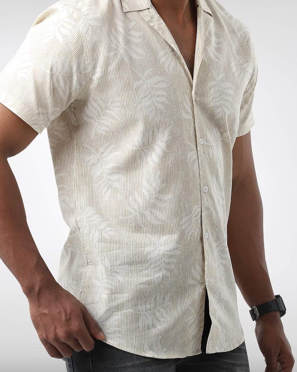 Lightweight Cotton-Linen Printed Shirt  - 3