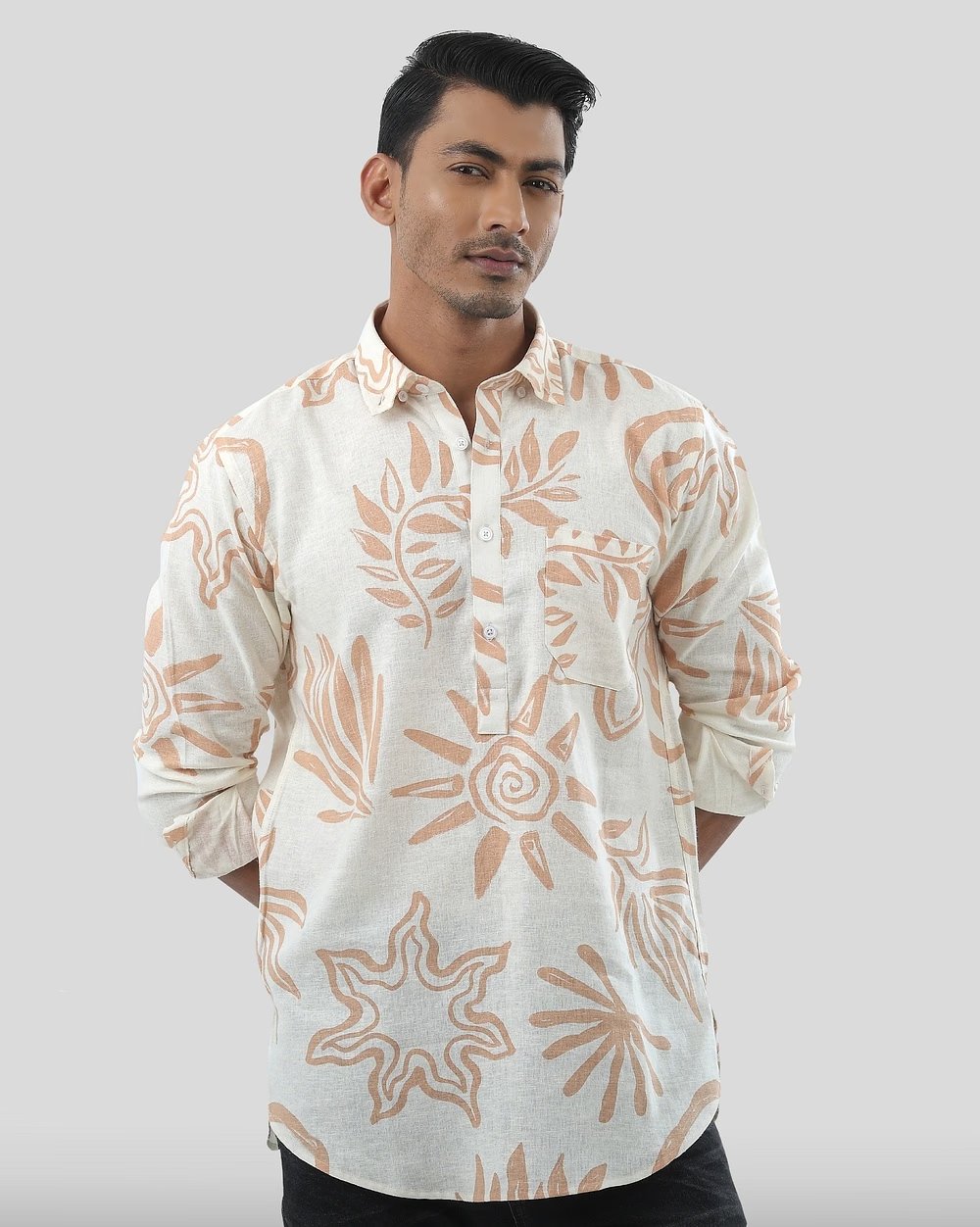 Breezy & Stylish Linen Blend Printed Shirt  - 1