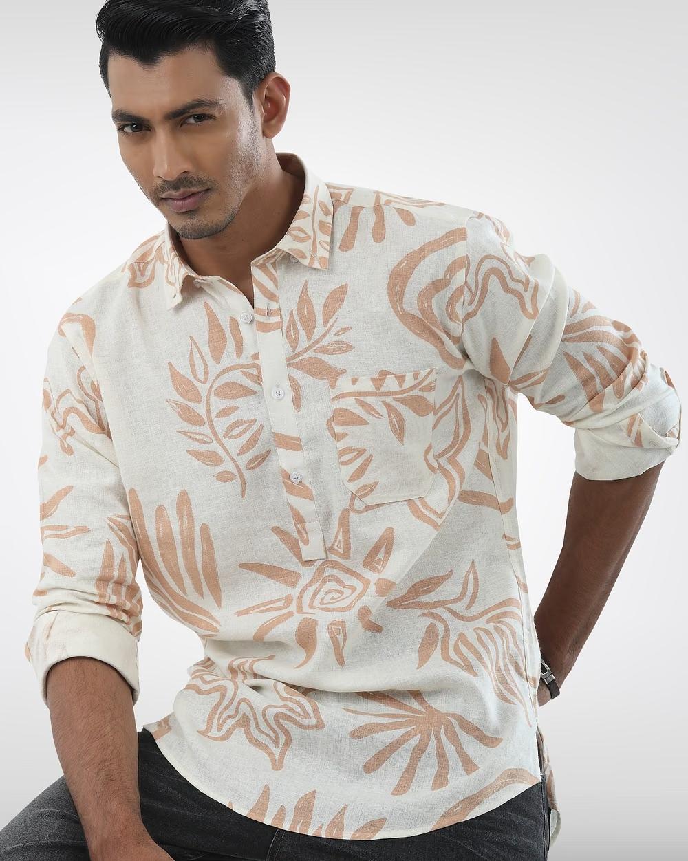 Breezy & Stylish Linen Blend Printed Shirt  - 2