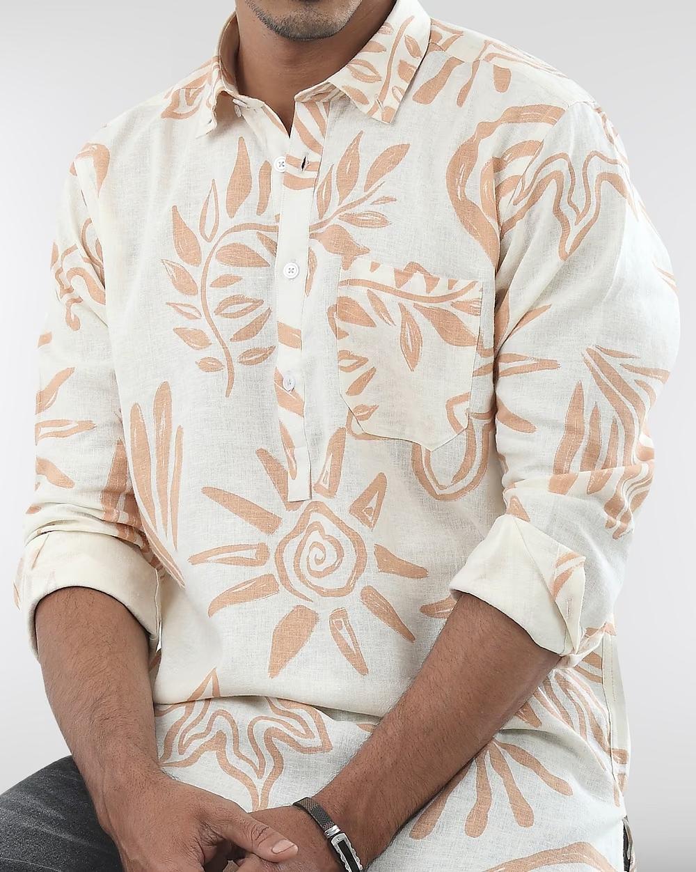 Breezy & Stylish Linen Blend Printed Shirt  - 3